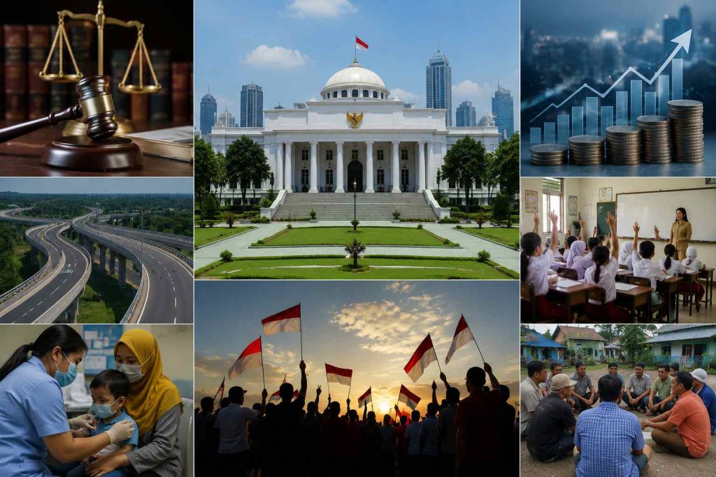 Aktivitas masyarakat di sekitar pusat pemerintahan yang menunjukkan dampak bentuk pemerintahan terhadap pelayanan publik, stabilitas, dan kehidupan sosial negara.
